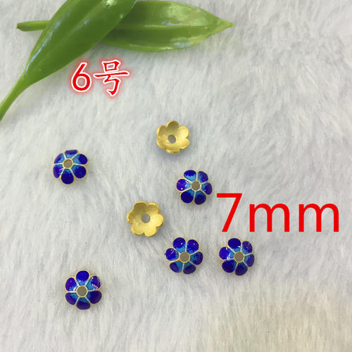 銀製七宝焼きフラワービーズ（6号）　中国結びパーツ　飾り金具