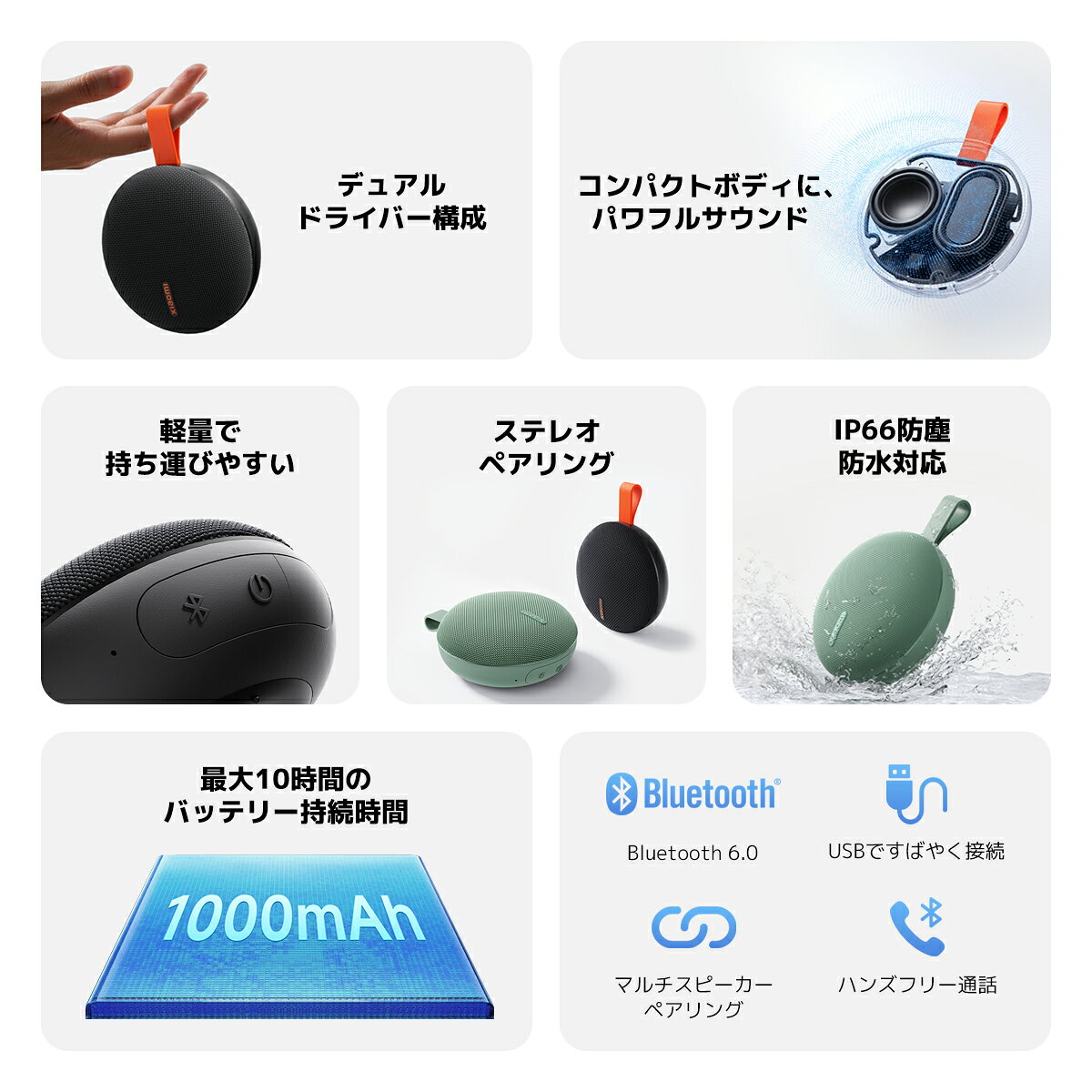 【325円OFF 7/4　10：00～7/13　23：59】Xiaomi Bluetooth スピーカー Essential 1.5インチ フルレンジスピーカー 大型パッシブラジエーター Bluetooth 6.0 パワフルサウンド 重低音 ステレオ再生 コンパクトボディUSB接続 10時間長時間駆動 1000mAh大容量バッテリー xiaomiofficial-10000673 Xiaomi公式 楽天市場店 サンプル画像3