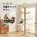 【マラソン|P5倍+最大150円OFF】キャットタワー 突っ張り型 木製 高さ250cm レギュラーモデル つっぱり スリム コンパクト 省スペース 猫タワー ...