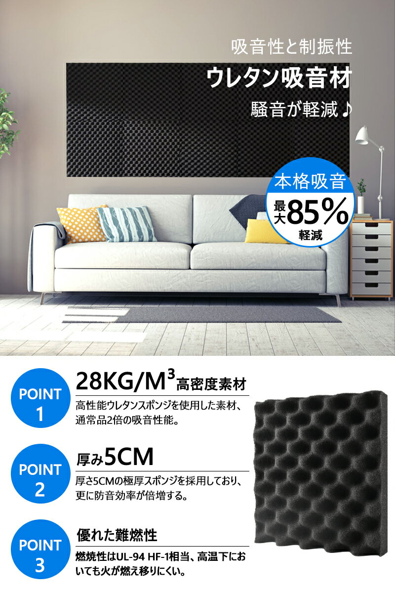 【P2倍+5%OFF】AutoGo 吸音材 壁 吸音ボード 防音材【156枚】防音 吸音 吸音パネル...