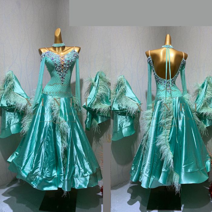 【受注生産・セミオーダー】社交ダンス　ドレス　ダンスドレス　ダンス衣装　発表会　ステージ衣装　モダンドレス　ラテンドレス　スカート　競技用　デモ用　練習用　ワンピース　パーティードレス　ダンスウエア　トップス　スタンダードドレス　MK346　【XINEI】