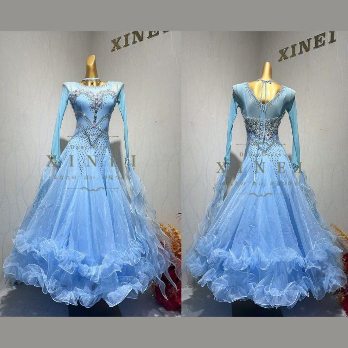 【受注生産・セミオーダー】社交ダンス　ドレス　ダンスドレス　ダンス衣装　発表会　ステージ衣装　モダンドレス　ラテンドレス　スカート　競技用　デモ用　練習用　ワンピース　パーティードレス　ダンスウエア　トップス　スタンダードドレス　MK401　【XINEI】