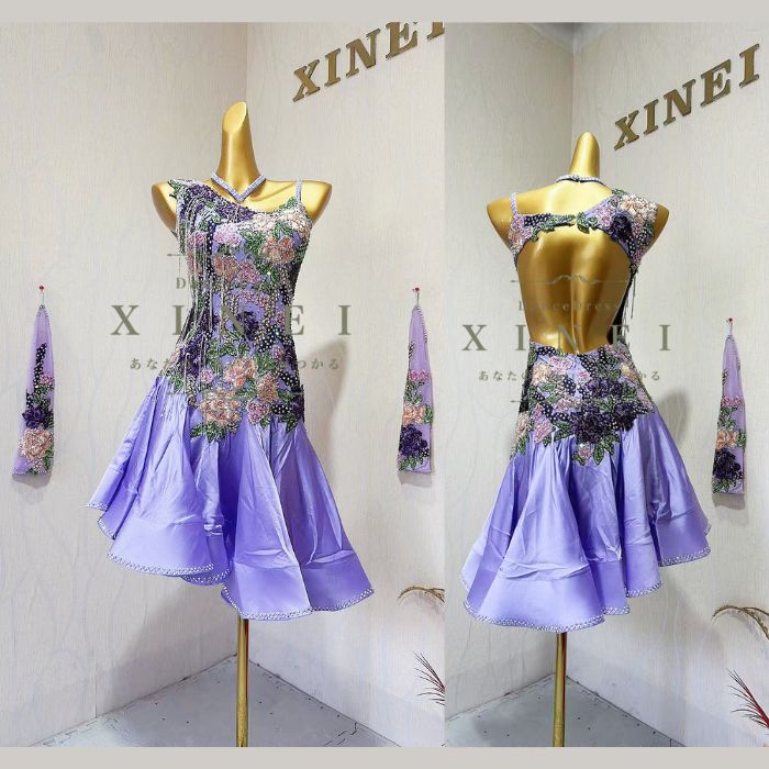 【すぐ届く！】社交ダンスドレス　ダンス衣装　発表会　ステージ衣装　ラテンドレス　競技用　デモ用　..