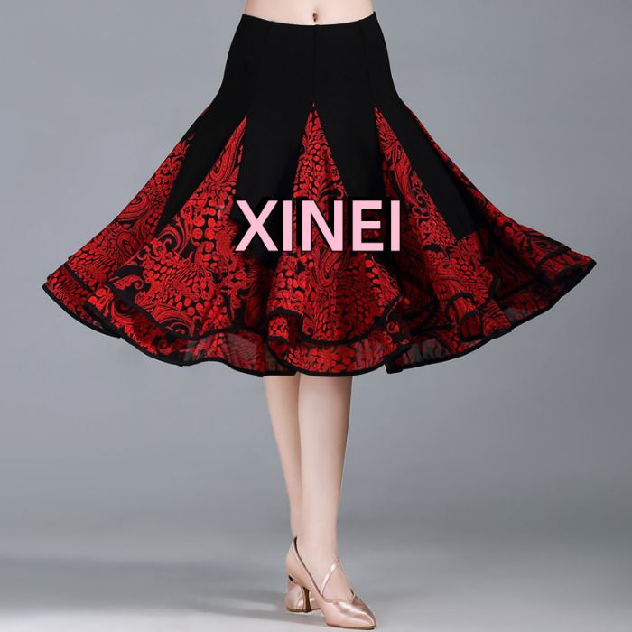【既製品】社交ダンスドレス　ダンス衣装　発表会　ステージ衣装　モダンドレス　ラテンドレス　競技用　デモ用　練習用　ワンピース　ダンスウエア　トップス　パーティードレス　スカート　SKL017　【XINEI】