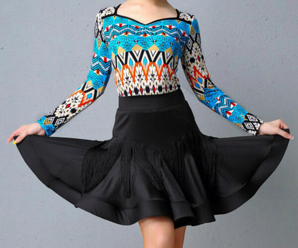 【既製品】社交ダンスドレス　ダンス衣装　発表会　ステージ衣装　モダンドレス　ラテンドレス　競技用　デモ用　練習用　ワルツドレス　ワンピース　ダンスウエア　トップス　パーティードレス　スカート　SKL005　【XINEI】