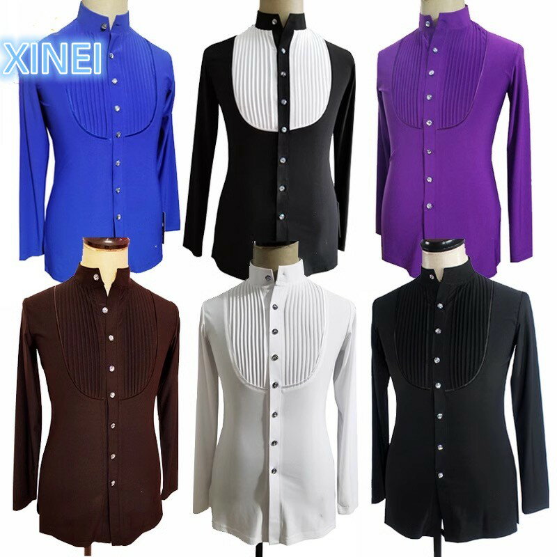 樂天商城 - 【既製品】社交ダンス　モダンドレス　ラテンドレス　競技　デモ　男性トップス　MEN015　【XINEI】