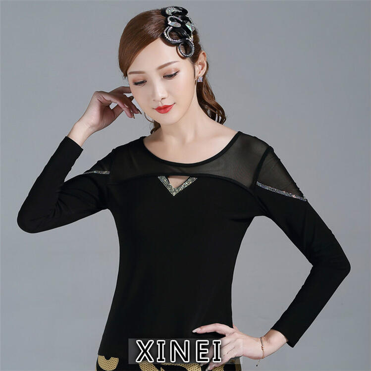 【既製品】社交ダンスドレス　ダンス衣装　発表会　ステージ衣装　ラテンドレス　競技用　デモ用　練習用　ダンスウエア　トップス　パーティードレス　モダンドレス　スカート　スタンダードドレス　トップス　TP034　【XINEI】