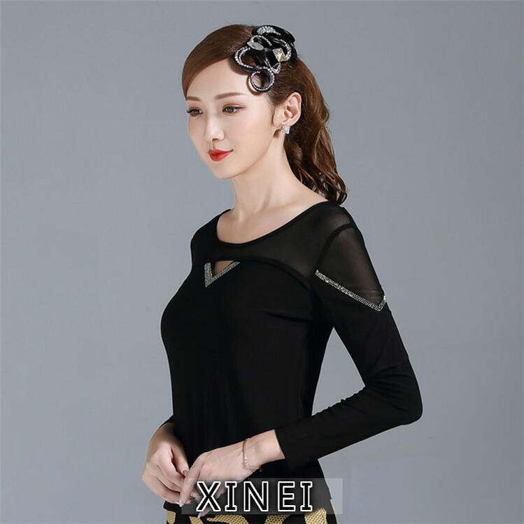 【既製品】社交ダンスドレス　ダンス衣装　発表会　ステージ衣装　ラテンドレス　競技用　デモ用　練習用　ダンスウエア　トップス　パーティードレス　モダンドレス　スカート　スタンダードドレス　トップス　TP034　【XINEI】