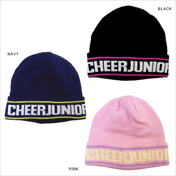 キッズ ダンス キャップ【CHEER】[チアー] ライン ＆ CHEER ロゴ ニット キャップ【ニット帽 ビーニー ..