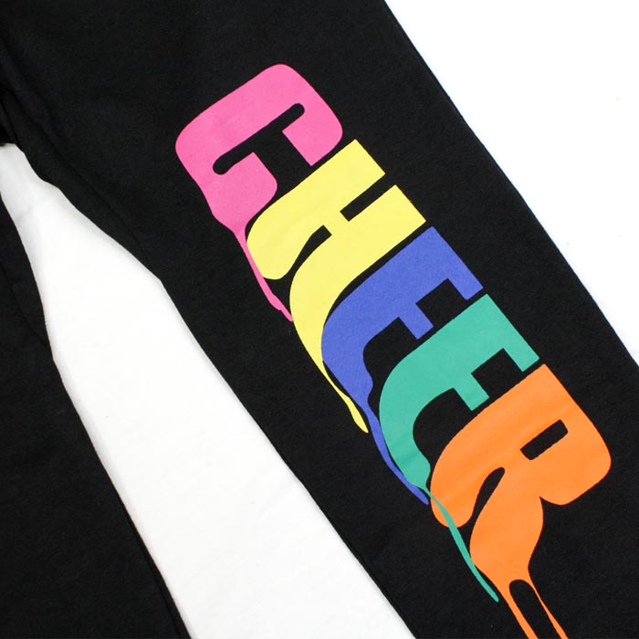 ポイント最大10倍　スウェット ロングパンツ【CHEER】[チアー] カラフル ペイント ロゴ スウェット パンツ【裏毛 ダンス 衣装 ヒップホップ チア おしゃれ かわいい ペンキ レッスン レディース ストレート スリム テーパード ジョガーパンツ 韓国 子供服】