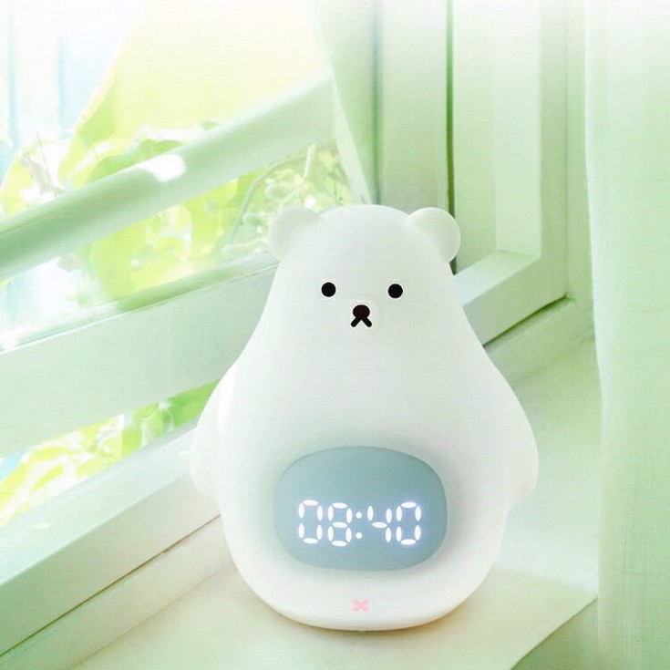 ナイトライト クマ 置き時計 授乳ライト 目覚まし時計 北極熊 アラーム かわいい 子供部屋 おしゃれ LE..