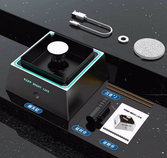 灰皿 脱臭機 充電式空気清浄機 スモークレス灰皿 マイナスイオン発生器 軽量 フィルター 1200mAH大容量..