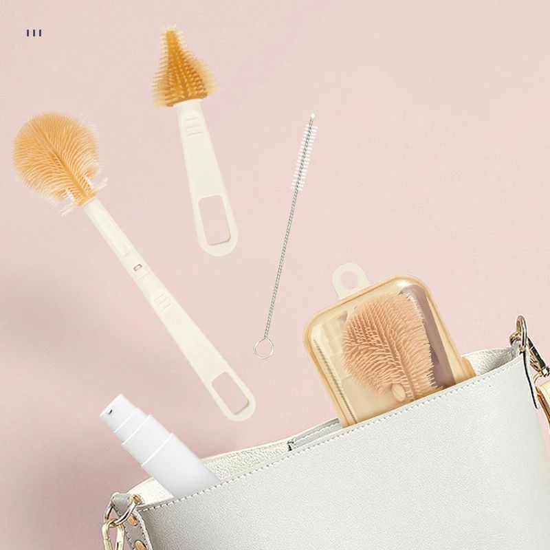 哺乳びんブラシ 乳首洗浄 ブラシセット シリコン 哺乳瓶 ボトルブラシ シリコンブラシ 洗浄ブラシ 水筒..