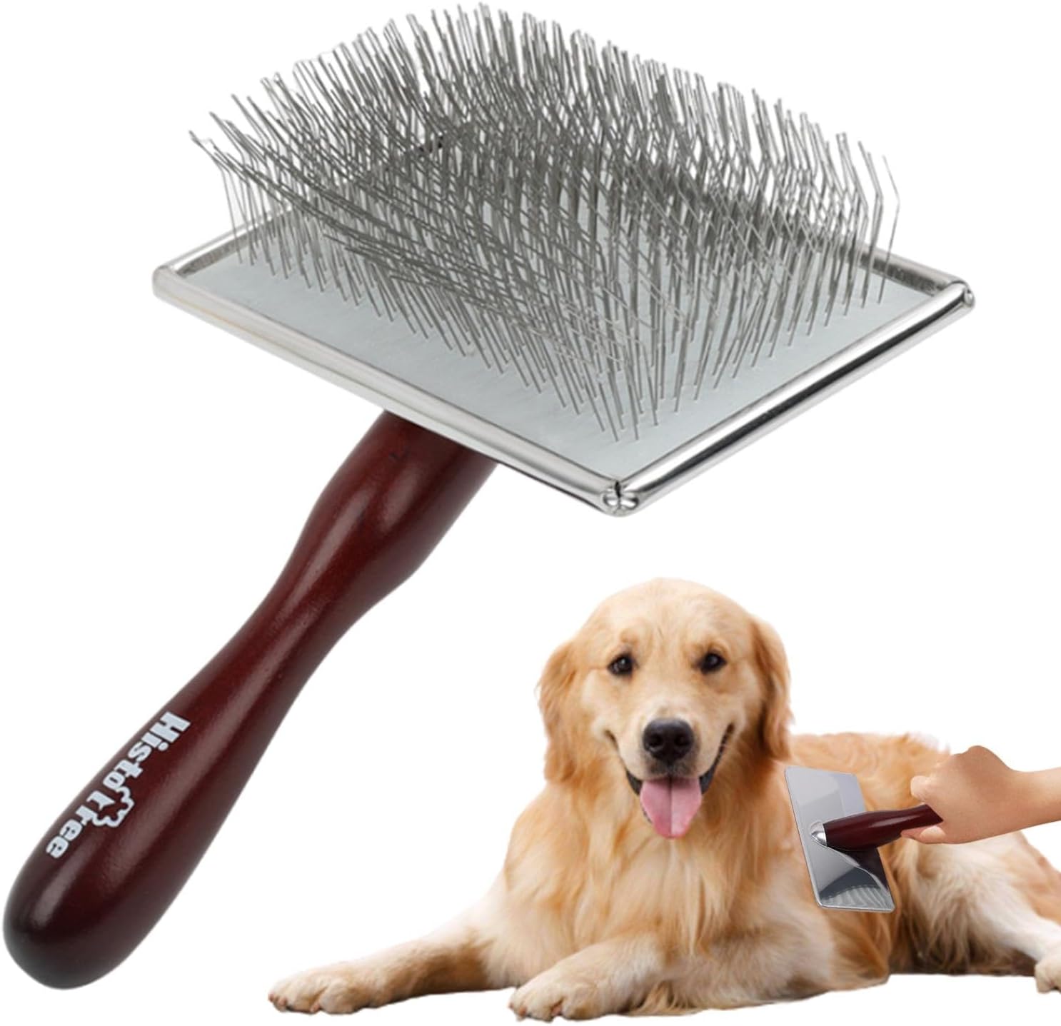 犬の抜け毛ブラシ、犬の抜け毛除去ブラシ,犬用グルーミングコームスリッカーブラシ - 25mm 針長ペット..