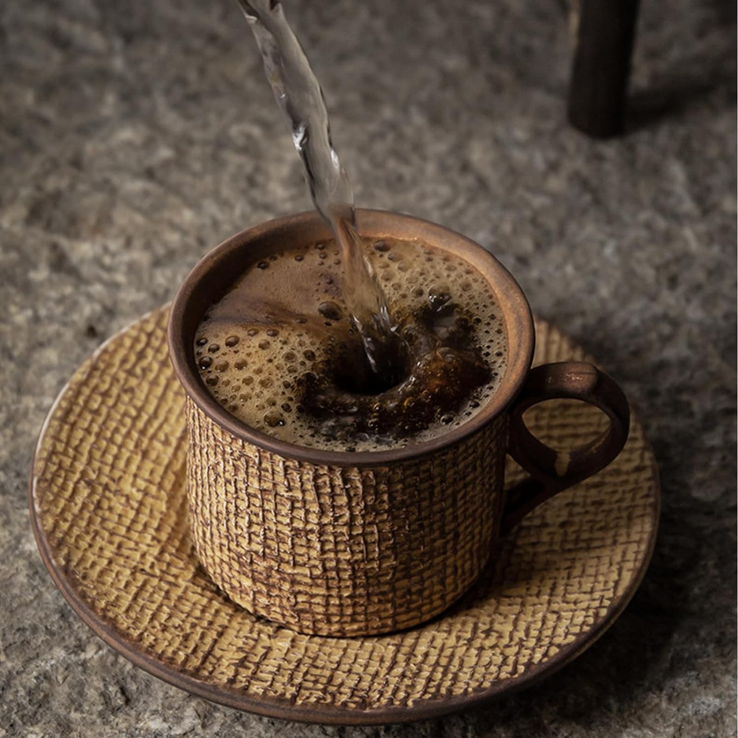 マグカップコップ ダブルウォールグラス コーヒーカップ サーモス マグカップセラミックエンボスパター..