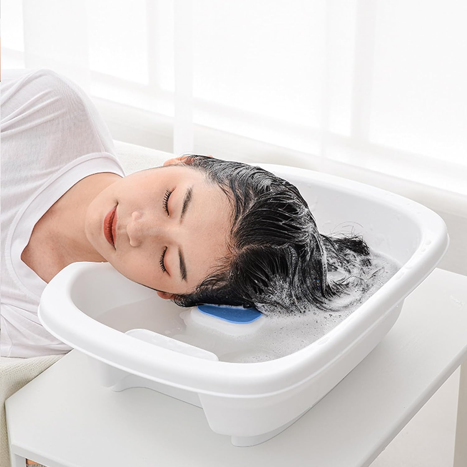 洗髪槽 寝たきり 介護用 シャンプー台 洗面器 耐久性 クッション付き 空気式 シャンプーハット 洗髪用 ..