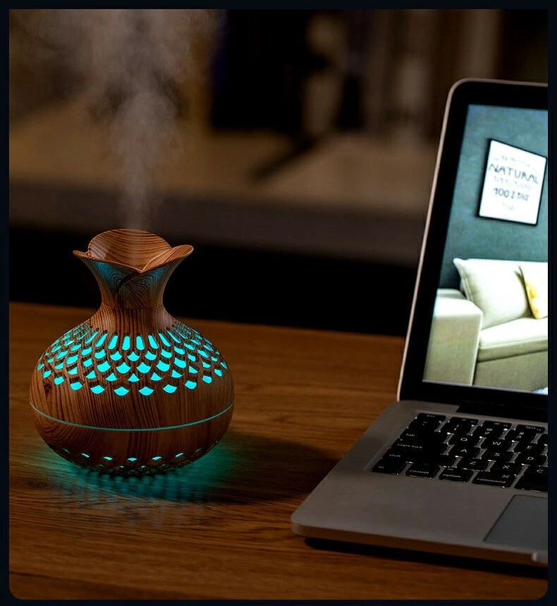 加湿器 フラワー加湿器 LEDライト付き 大容量 静音 7色 卓上 おしゃれ 小型 しずく型 300ml 加湿 保湿 ..