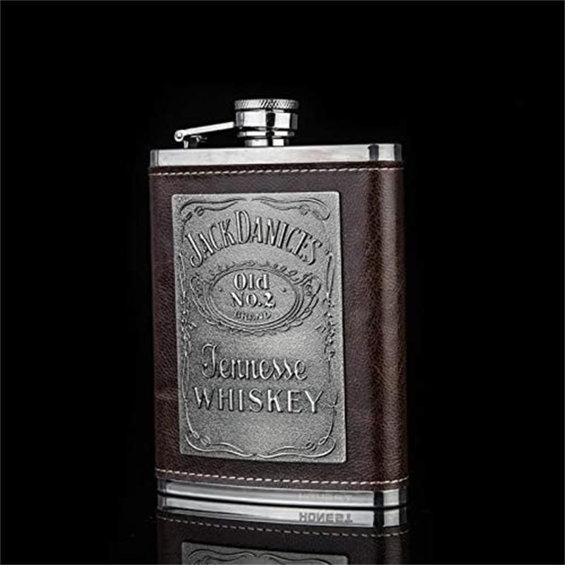 スキットル フラスコ フラゴン ヒップフラスコ 220ml おしゃれ ウイスキー アウトドア 清酒 キャンプ ボトル レザー 滑り止め 携帯 ステンレス鋼 錆びない