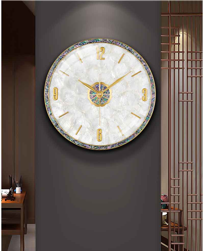 壁掛け時 モダン ライトラグジュアリー 貝殻 時計 壁掛け時計 リビングルーム 寝室 書斎 家庭用 プレゼント シンプル クリエイティブ 美しい ノーブル 雰囲気 壁掛け時計 新築祝い 結婚祝い 寝室 シンプル 贅沢 大人気 静音