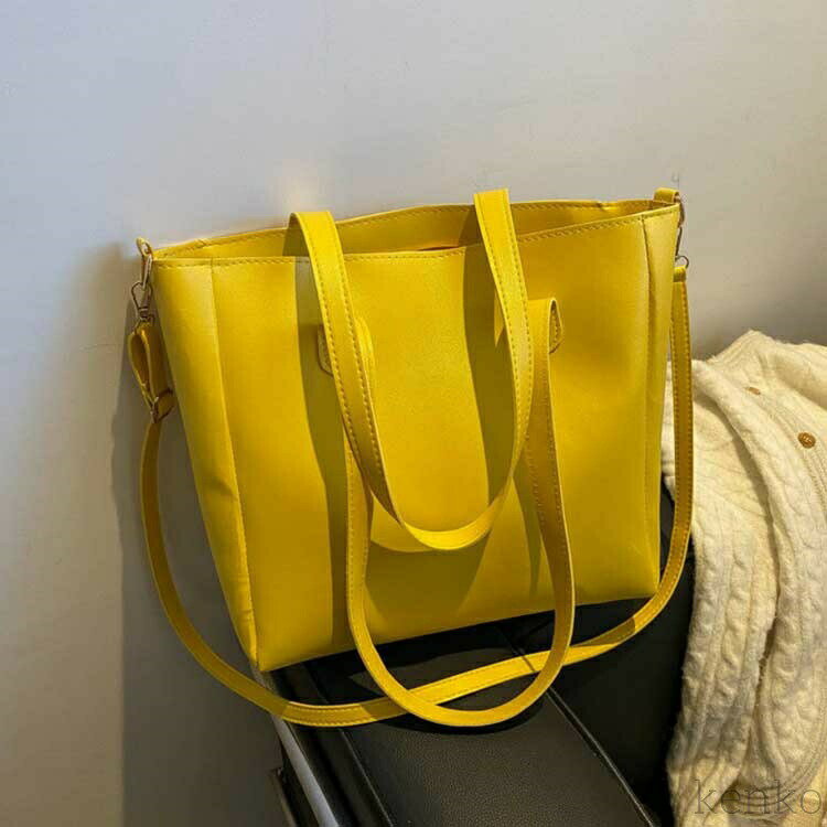 【送料無料】ファスナー付き シボ加工 通勤 無地 鞄 軽量 通学 バッグ 肩掛け デザイン BAG サイドボタ..