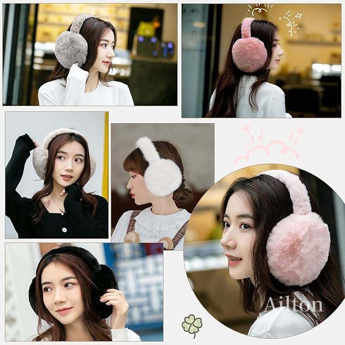 イヤーマフ レディース 防寒 耳当て 冬 折りたたみ式 耳あて 冬用 暖かい 耳カバー 可愛い ふわふわ イヤーマフ 防寒 防風 保温 調節可能 コンパクト 自転車・通勤・通学 耳当て(4)