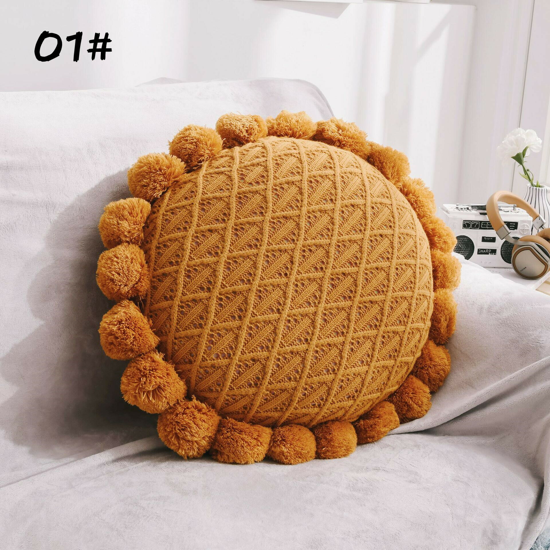 送料無料 クッション フロアクッション ソファ背当て 直径約50cm ラウンドクッション 抱き枕 丸型 座布..