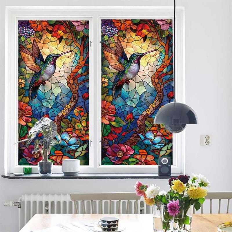 送料無料 窓用フィルム 窓ガラス 目隠しシート 45*100cm 装飾シート レトロアート 壁紙diy ガラス用 非..