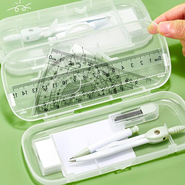 コンパスセット 三角定規 見やすい 8点入 直定規 コンパス 替え芯 コンパスセット 定規セット 算数 半..