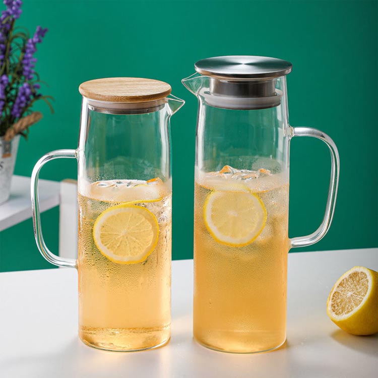 1500ml 1200ml ガラスピッチャー ガラスポット 耐熱 直火 1000ml ピッチャー ガラスケトル 麦茶ポット ..