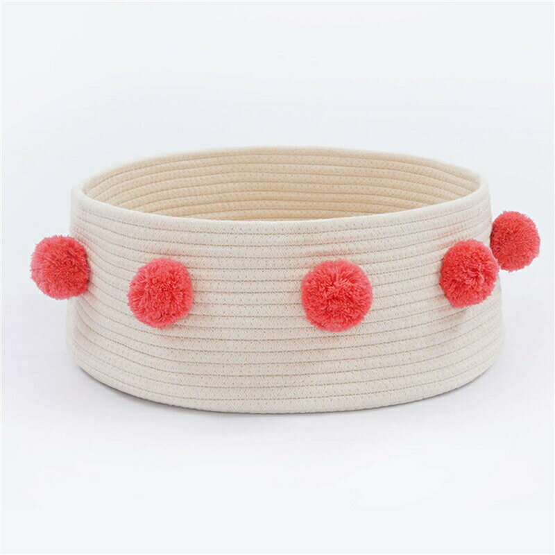 ねこの暮らし 猫ベッド コットン編みのボンボンが付いたネコのベッド 室内用 猫用ベッド ペットベッド ..