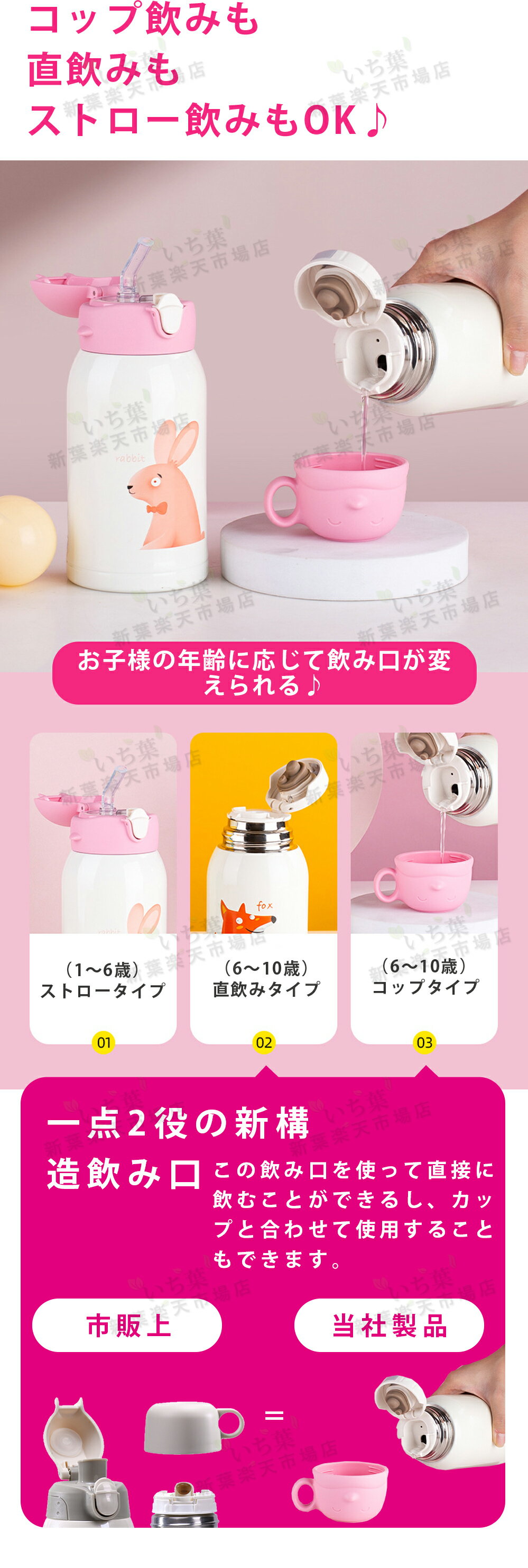 【3way】550ml 水筒 子ども 子供用 水筒 キッズボトル マグボトル マグカップ カップ×ストロー×直飲み口 肩ひも付 ポーチ付き 軽量 カバー付き 保温 保冷 ステンレス ボトル ステンレスボトル 行楽 運動会 ピクニック 遠足 お祝い 誕生日 プレゼント 新学年 可愛い ギフト