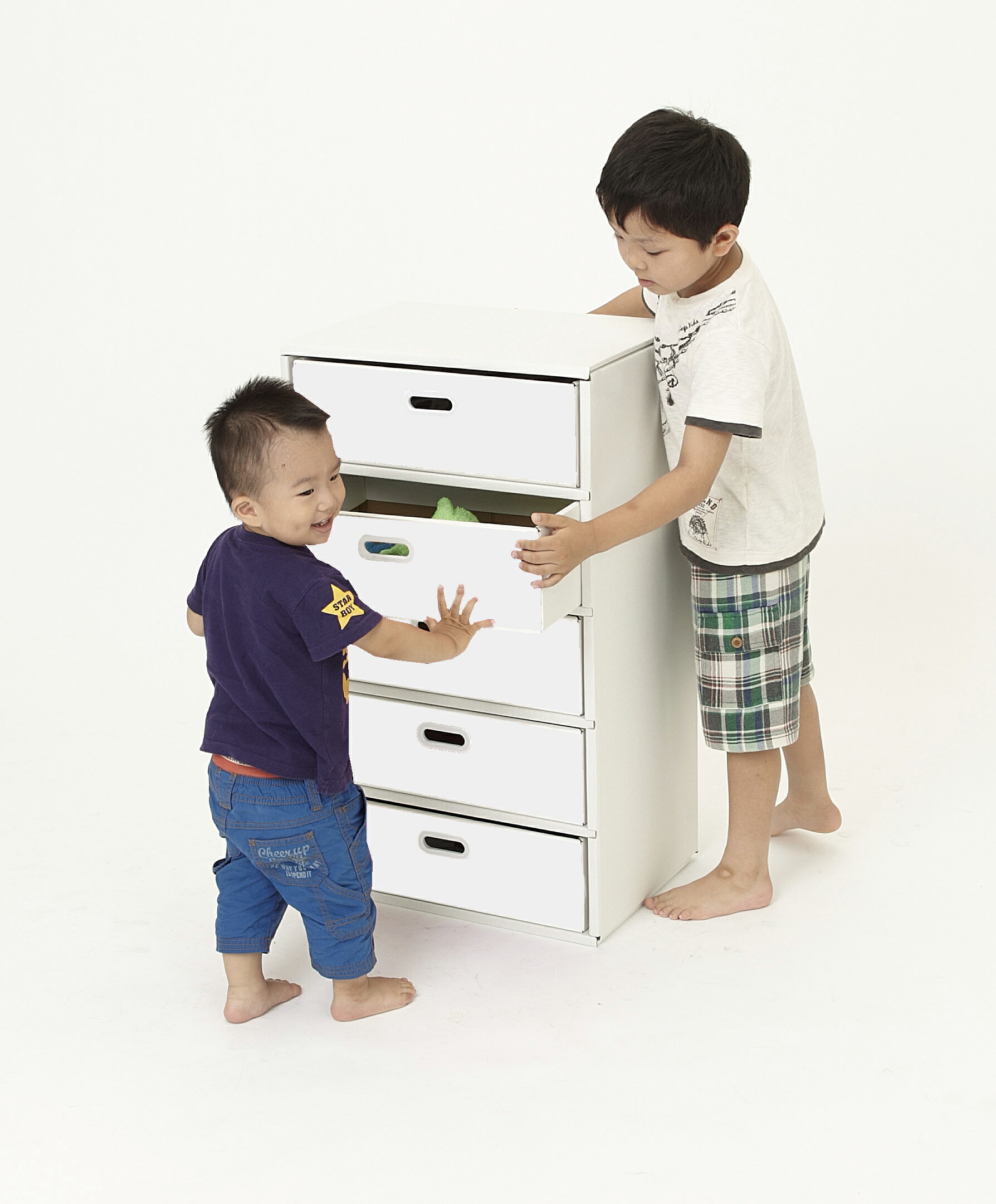 【マツダ紙工】段ボール製家具 ダンボール　オリジナルチェストA　5段ホワイト イ...