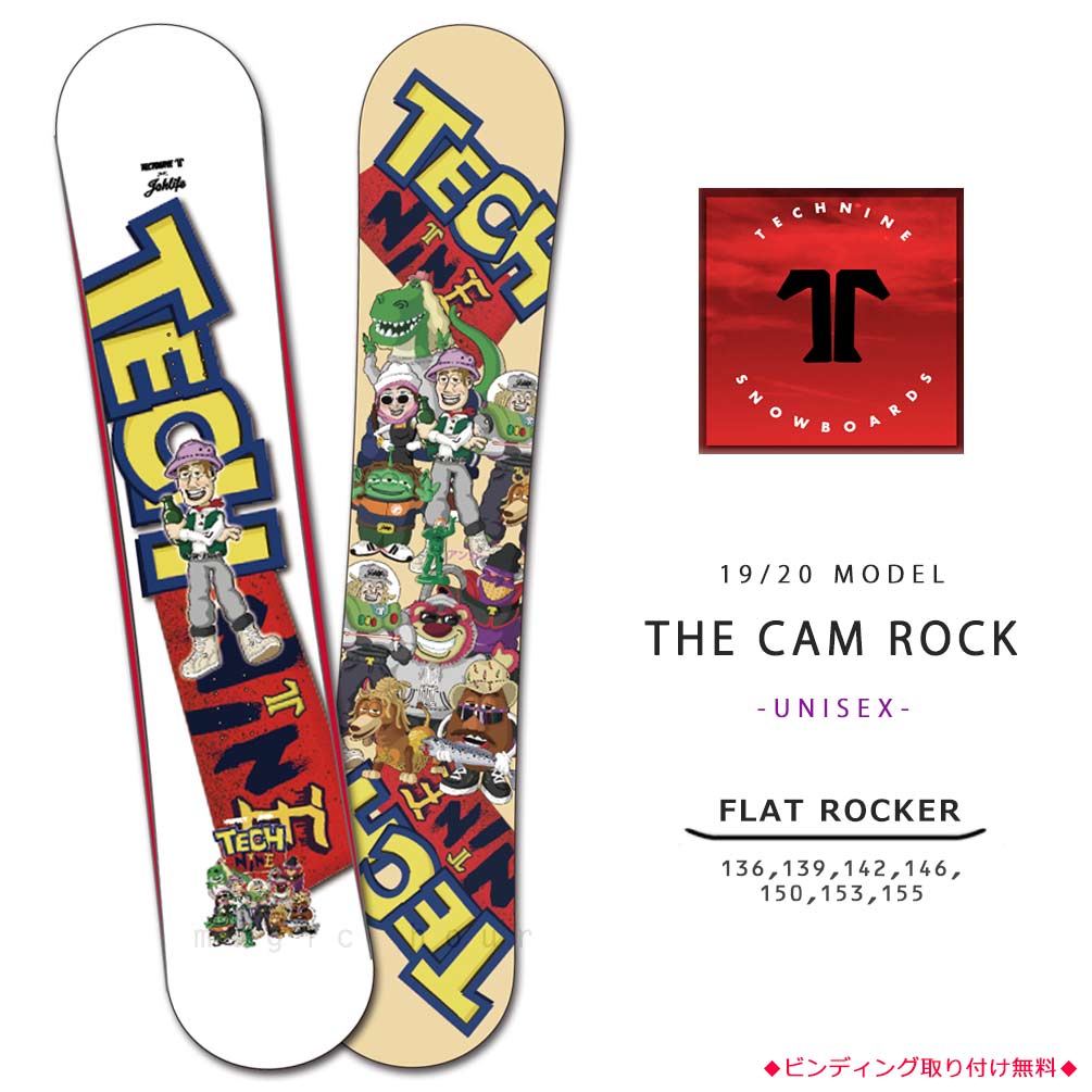 スノーボード 板 メンズ レディース 単品 2021 TECH NINE テックナイン CAMROCK JP グラトリ フラット ロッカー ツイン パーク かわいい トイストーリー 白