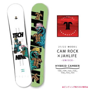 スノーボード 板 メンズ レディース 単品 2022 TECH NINE テックナイン CAM ROCK×JAHLIFE フラット ロッカー ツイン グラトリ パーク かわいい キャラクター 白