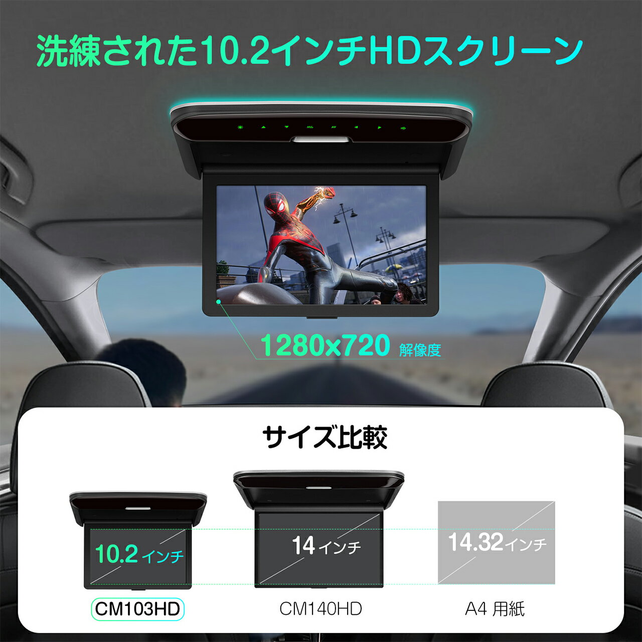 XTRONS �ǿ� 10.2����� �ե�åץ������˥��� ���ԡ�������¢ 1280x720 ������ Ķ�� HDMI�б� 1080P�ӥǥ��б� �������� ��ʿ����120�� USB��CM103HD��