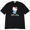ハローキティ BIG シルエット Tシャツ 綿 100% キャラクター ブラック 黒 七分袖 ビッグサイズ big size 大きいサイズ フリーサイズ オーバ...