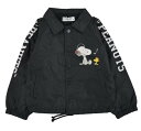 スヌーピー Snoopy コーチ ジャケット プリント こども キッズ アウター ジャケット 冬服 子供服 女の子 男の子 ブラック ネイビー 黒 100cm 110cm 120cm 130cm PEANUTS 前ボタン ブランド 人気 長袖 裏起毛 防風 かわいい シンプル ジャンパー あったかい おしゃれ ブランド