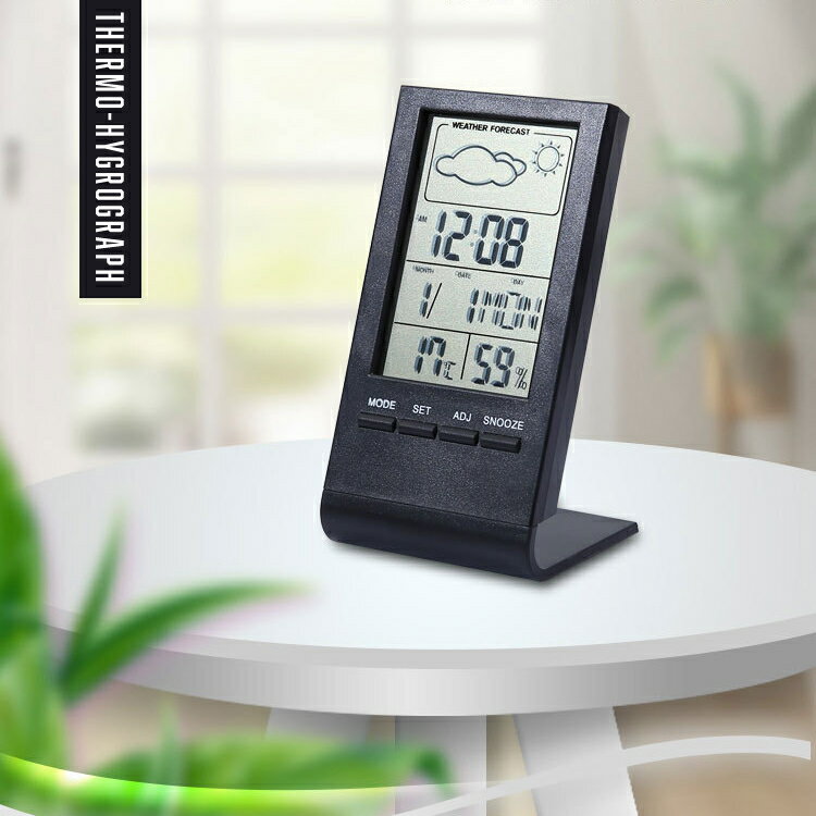 温湿度計 温湿度計 おしゃれ デジタル マグネット 温度計 アラーム 湿度計 快適レベル表示 温度湿度時刻表示 スタンド 熱中症計 卓上 送料無料NP-69