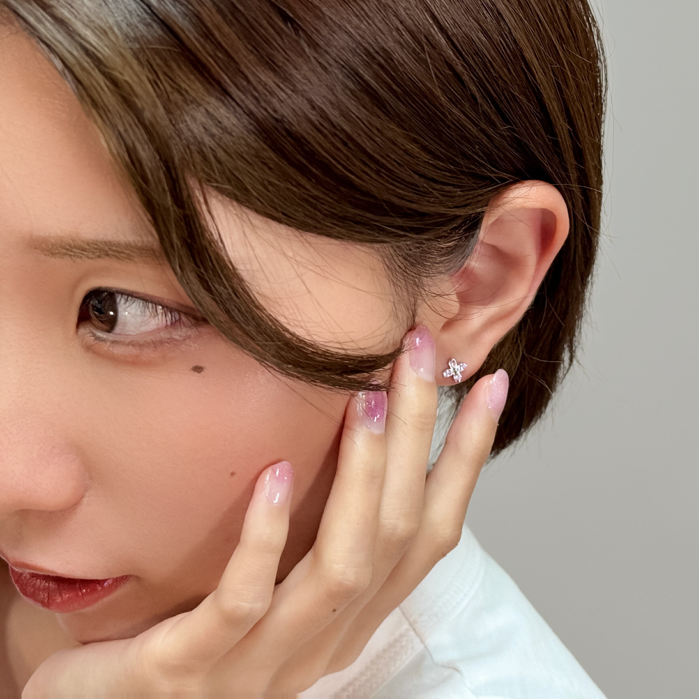 【メール便送料無料】シルバー925 ピアス フープピアス 金属アレルギー silver925 花 ミニピアス フラワー 可愛い 小ぶり 華奢 シルバー ゴールド カラーストーンピンクパープル p063