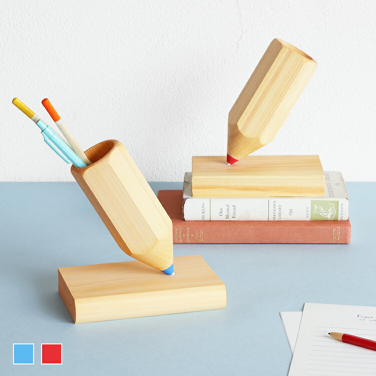 ペンスタンド ペン立て ステーショナリー デスク収納 卓上収納 文具 シンプル ひのき 無垢材 日本製 国産|えんぴつペン立て