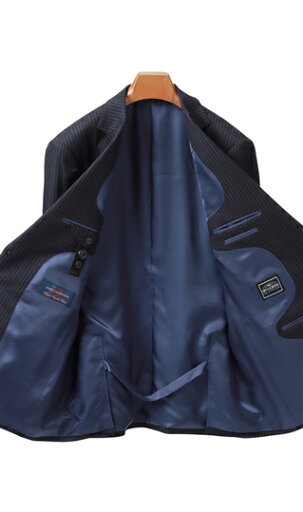 【洋服の青山】メンズスーツ ビジネス 大きいサイズ 標準 秋冬 ネイビー系 グレンチェック ワンタック 2ボタン おしゃれ かっこいい プレミアムスタンダードスーツ【CAVENDISH】Savile Row