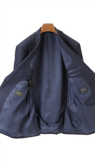 【洋服の青山】秋冬 ネイビー系 プレミアムスタンダードスーツ【DORMEUIL】 Savile Row メンズ ビジネス ストレッチ 長袖 標準体 ワンタック 織柄 2ボタン 最高級 手間ひまかける 丁寧 ウール100% キュプラ裏地 総裏 静電気抑制おしゃれ かっこいい
