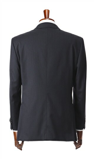【洋服の青山】秋冬 ネイビー系 プレミアムスタンダードスーツ【AQUA WOOL】 Savile Row メンズ ビジネス 長袖 標準体 ワンタック ストライプ 2ボタン 最高級 キュプラ裏地 静電気抑制 滑らかな着心地 おしゃれ かっこいい