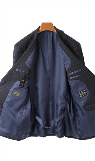【洋服の青山】秋冬 ネイビー系 プレミアムスタンダードスーツ【DORMEUIL】 Savile Row メンズ ビジネス ストレッチ 長袖 標準体 ワンタック ストライプ 2ボタン 最高級 オーダーメイドクオリティ 丁寧 快適な着心地 静電気抑制おしゃれ かっこいい