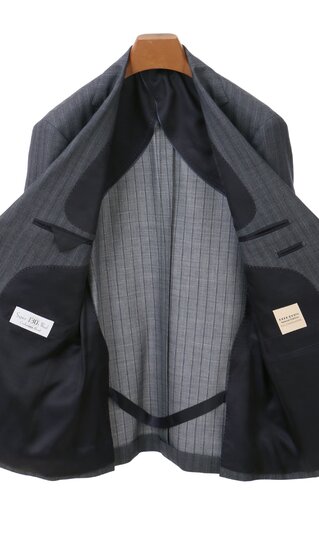 【洋服の青山】スーツ メンズ スリム 春夏秋冬用 ネイビー グレー プレミアム ウールカシミヤ昆 2ボタン 背抜き サイドベンツ ワンタック ビジネス オフィス 仕事 営業 商談 会食 セレモニー パーティ 二次会 入学式 卒業式 光沢 なめらか 紺 オールシーズン ライトグレー