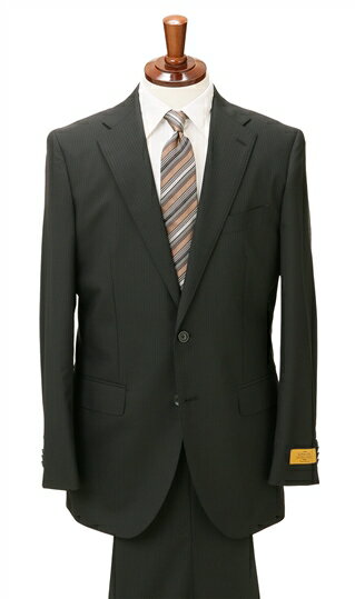 【洋服の青山】プレミアム ウール100％ ツーパンツスーツ メンズ スリム 春夏 ブラック 黒 ストライプ 2ボタン シングル ノータックパンツ 動きやすい ストレッチ ビジネス 2パンツ 卒業式 男性 紳士服 背広 細身体 スタイリッシュ おしゃれ かっこいい ヒルトン HILTON