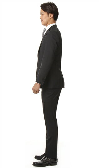 春夏用 ブラック系 プレミアムスタイリッシュスーツ【Super110's】【ツーパンツ】 HILTON