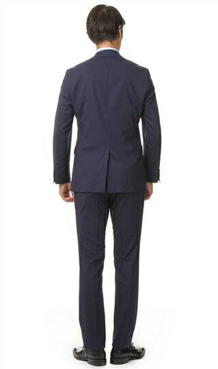 春夏用 ネイビー系 プレミアムスタイリッシュスーツ【Super110's】【ツーパンツ】 HILTON