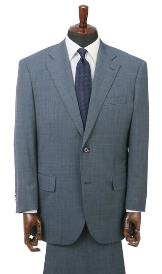 【洋服の青山】大きいサイズ ゆったり ツーパンツスーツ 2パンツ 春夏秋冬 洗える スーツ メンズ ブルー 青色 織柄 E体 K体 キング トール アジャスター付き 背抜き 2ボタン ツーパンツ パンツ2点 動きやすい プリーツ取れない ツータック ビジネス オフィス 仕事 フォーマル