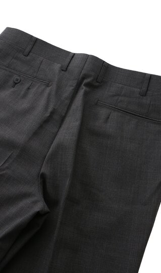 【洋服の青山】アジャスター ツータック スラックス メンズ ゆったり 春夏用 チャコールグレー 灰色 千鳥格子 ハウンドトゥース 大きいサイズ ウエスト調節 洗える 清潔 ビジネス 通勤 営業 出張 仕事 ビジカジ パンツ ボトムス ズボン スタンダード シニア リーガル REGAL y-aoyama-10117720 洋服の青山PLUS サンプル画像3